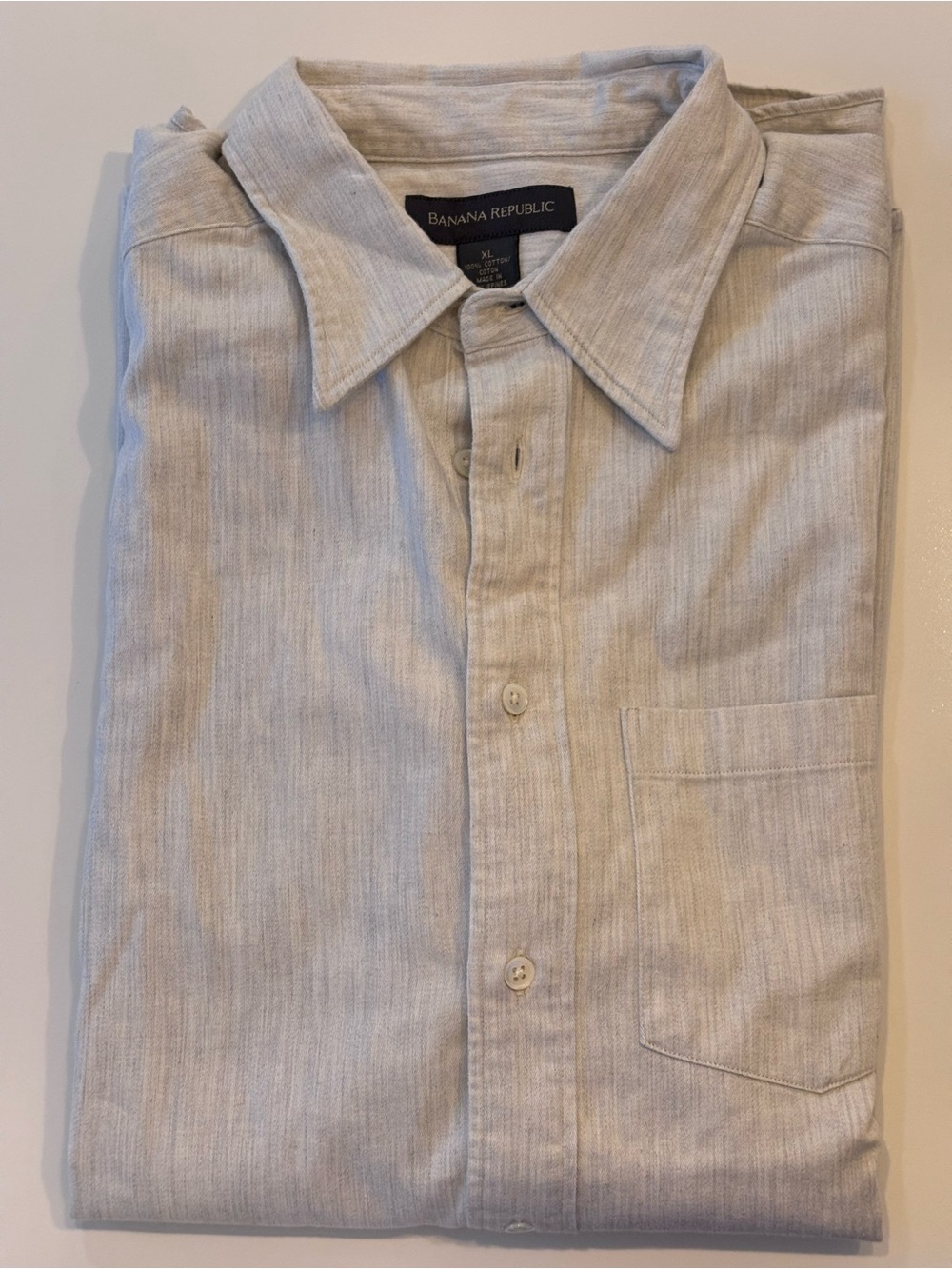 Banana Republic Men's Button Up Shirt, XL, Oatmeal&Gray